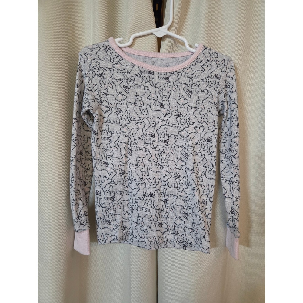 Laura Ashley Girls 4T Pajama Set Gray Pink Dog Print Long Sleeve Leggings
